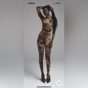 DOLCE & GABBANA X skims milky sheer mock neck catsuit leopard. 🐆